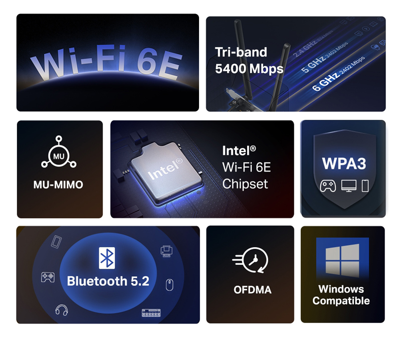 MERCUSYS κάρτα δικτύου MA86XE, AXE5400, Wi-Fi 6E, Bluetooth, PCIe, V.1.0 5 MERCUSYS κάρτα δικτύου MA86XE, AXE5400, Wi-Fi 6E, Bluetooth, PCIe, V.1.0 - Image 3
