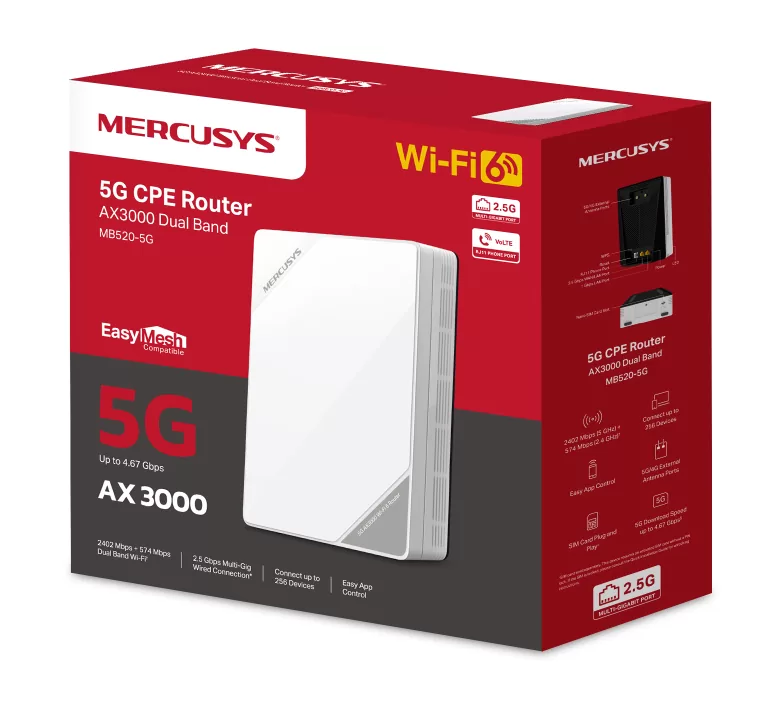 MERCUSYS Router MB520-5G με θύρα τηλεφώνου, 5G, AX3000 Dual Band WiFi 6, 3000Mbps, V.1.0 12 MERCUSYS Router MB520-5G με θύρα τηλεφώνου, 5G, AX3000 Dual Band WiFi 6, 3000Mbps, V.1.0 - Image 10