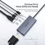 ORICO docking station MC-U501P, 5 θυρών, USB-C σύνδεση, 60W PD, 4K, γκρι 2