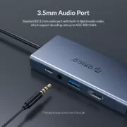 ORICO docking station MC-U501P, 5 θυρών, USB-C σύνδεση, 60W PD, 4K, γκρι 6