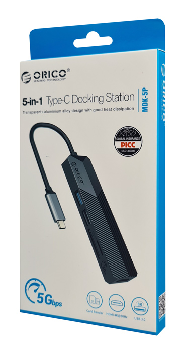 ORICO docking station MDK-5P, 5 θυρών, USB-C σύνδεση, 4K, μαύρο 6 ORICO docking station MDK-5P, 5 θυρών, USB-C σύνδεση, 4K, μαύρο - Image 4