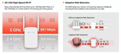 MERCUSYS Wi-Fi Range Extender ME30, 1200Mbps, Ver. 1.0 5