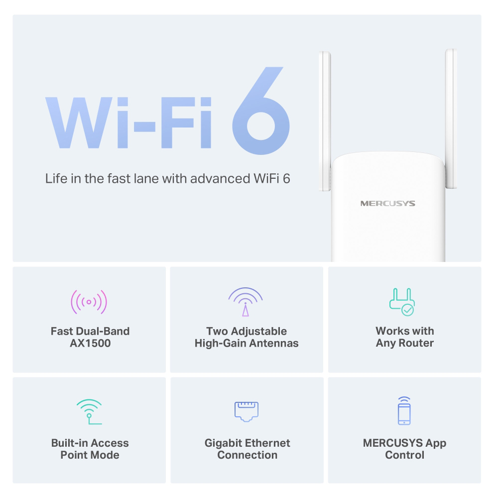 MERCUSYS range extender ME60X, WiFi 6, 1500Mbps AX1500, Ver. 1.0 5 MERCUSYS range extender ME60X, WiFi 6, 1500Mbps AX1500, Ver. 1.0 - Image 3