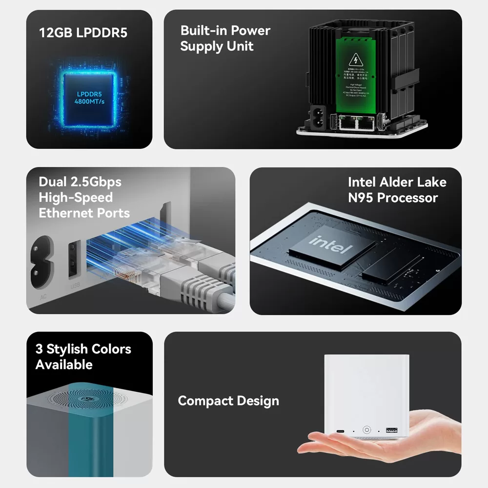 BEELINK mini PC/NAS ME Mini με 6x θέσεις M.2, Intel N95, 12GB, 1TB M.2, Windows 11 Home 9 BEELINK mini PC/NAS ME Mini με 6x θέσεις M.2, Intel N95, 12GB, 1TB M.2, Windows 11 Home - Image 7