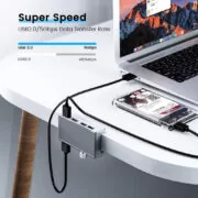 ORICO USB hub MH4PU-P με σφιγκτήρα, 4x θυρών, 5Gbps, USB σύνδεση, ασημί 2