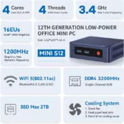 BEELINK mini PC Mini S12, Intel N95, 12GB, 512GB M.2, Windows 11 Pro 3