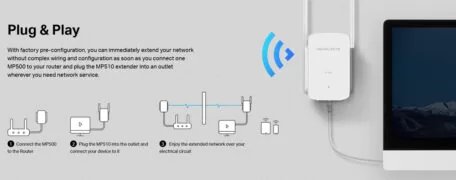 MERCUSYS Powerline Extender MP510 Kit, AV1000 Gigabit, WiFi, Ver: 1.0 7