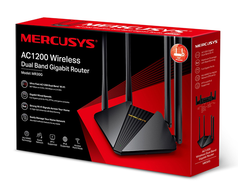 MERCUSYS wireless Gigabit router MR30G, Wi-Fi 1200Mbps AC1200, Ver. 1.0 7 MERCUSYS wireless Gigabit router MR30G, Wi-Fi 1200Mbps AC1200, Ver. 1.0 - Image 5