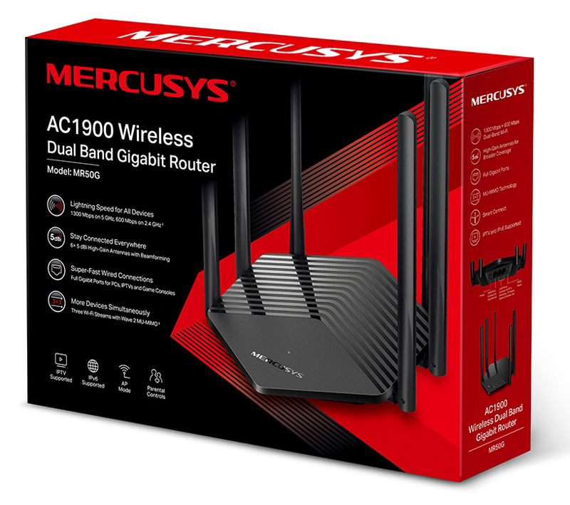 MERCUSYS Gigabit Router MR50G, WiFi 1900Mbps AC1900, Dual Band, Ver. 1.0 5 MERCUSYS Gigabit Router MR50G, WiFi 1900Mbps AC1900, Dual Band, Ver. 1.0 - Image 3