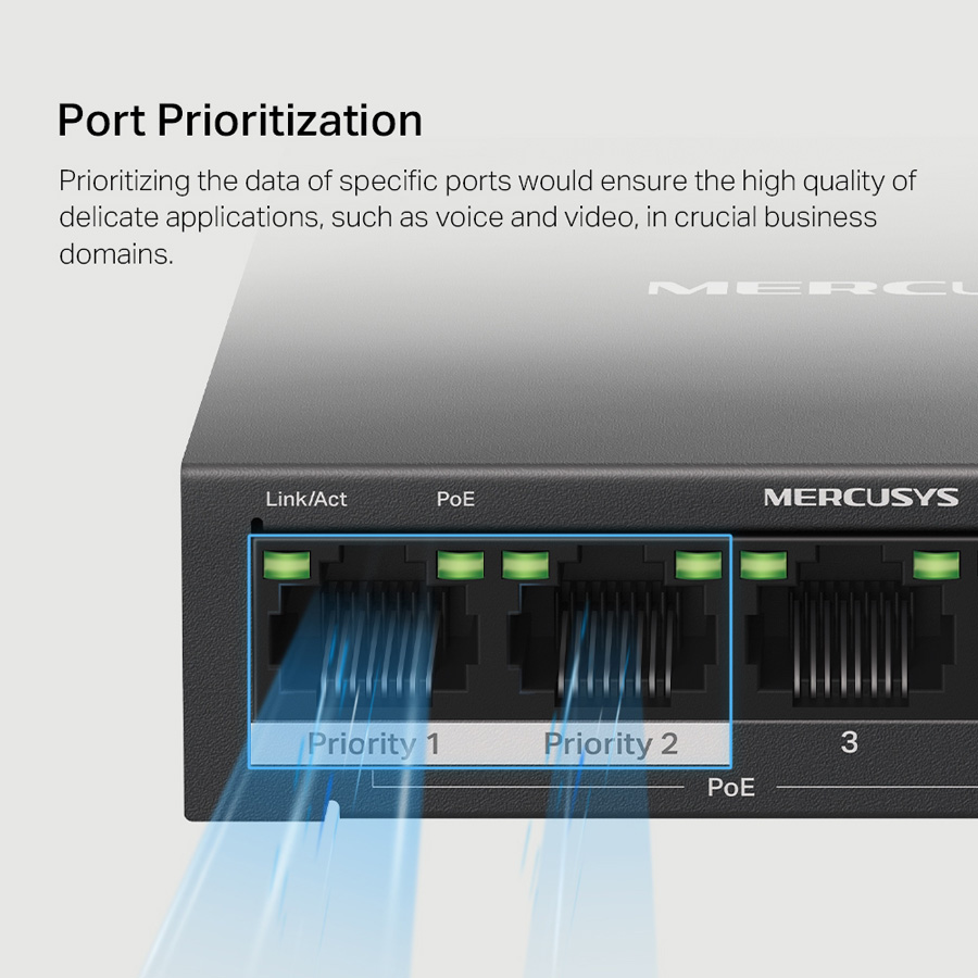 MERCUSYS Desktop Switch MS105GP, 5x 10/100/1000 Mbps, PoE+, Ver. 1.0 8 MERCUSYS Desktop Switch MS105GP, 5x 10/100/1000 Mbps, PoE+, Ver. 1.0 - Image 6