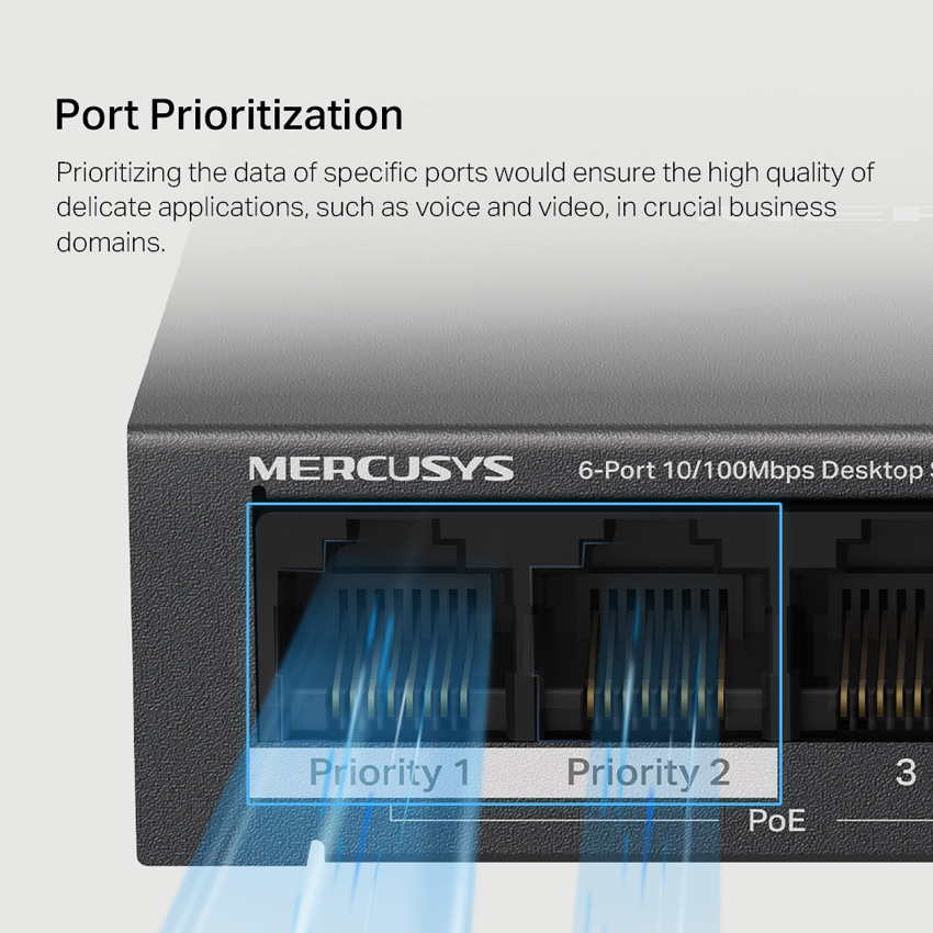 MERCUSYS Desktop Switch MS106LP, 6x 10/100 Mbps, PoE+, Ver. 1.0 8 MERCUSYS Desktop Switch MS106LP, 6x 10/100 Mbps, PoE+, Ver. 1.0 - Image 6