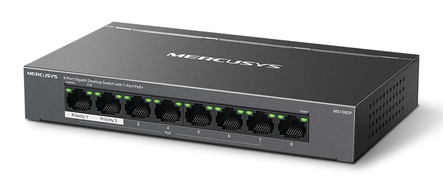 MERCUSYS Desktop Switch MS108GP, 8x 10/100/1000 Mbps, PoE+, Ver. 1.0 3 MERCUSYS Desktop Switch MS108GP, 8x 10/100/1000 Mbps, PoE+, Ver. 1.0