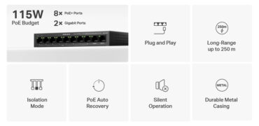 MERCUSYS Desktop Switch MS110CMP, 8x 10/100Mbps PoE+, 2x Gigabit, Ver. 1.0 9 MERCUSYS Desktop Switch MS110CMP, 8x 10/100Mbps PoE+, 2x Gigabit, Ver. 1.0 2