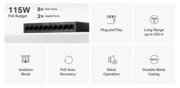 MERCUSYS Desktop Switch MS110CMP, 8x 10/100Mbps PoE+, 2x Gigabit, Ver. 1.0 2