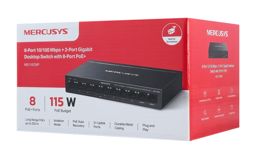 MERCUSYS Desktop Switch MS110CMP, 8x 10/100Mbps PoE+, 2x Gigabit, Ver. 1.0 8 MERCUSYS Desktop Switch MS110CMP, 8x 10/100Mbps PoE+, 2x Gigabit, Ver. 1.0 - Image 6