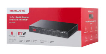 MERCUSYS Desktop Switch MS110GMP, 8x 10/100/1000Mbps PoE+, 2x Gigabit, Ver. 1.0 3