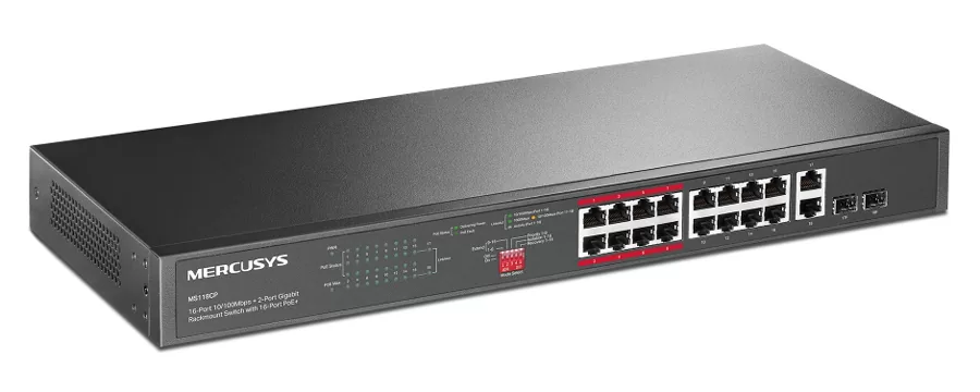 MERCUSYS rackmount switch MS118CP, 16x 10/100Mbps PoE+ & 2x Gigabit θύρες, UN/1.0 5 MERCUSYS rackmount switch MS118CP, 16x 10/100Mbps PoE+ & 2x Gigabit θύρες, UN/1.0 - Image 3