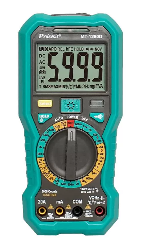 PROSKIT ψηφιακό πολύμετρο MT-1280D, 1000V DC, NVC, True RMS 3 PROSKIT ψηφιακό πολύμετρο MT-1280D, 1000V DC, NVC, True RMS