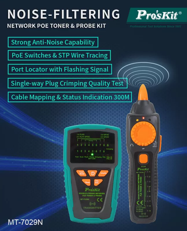 PROSKIT tester καλωδίων δικτύου MT-7029N για RJ45/11/12 4 PROSKIT tester καλωδίων δικτύου MT-7029N για RJ45/11/12 - Image 2