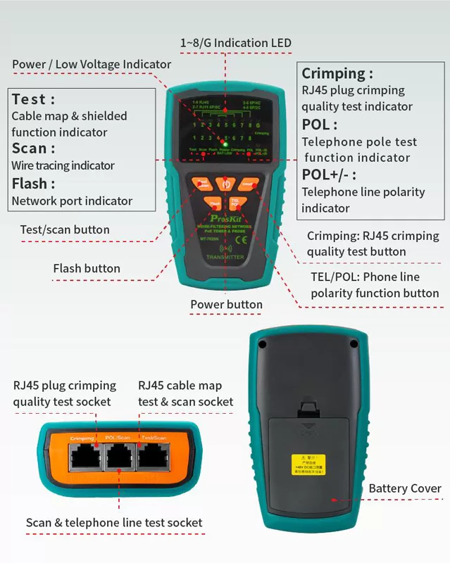 PROSKIT tester καλωδίων δικτύου MT-7029N για RJ45/11/12 11 PROSKIT tester καλωδίων δικτύου MT-7029N για RJ45/11/12 - Image 9