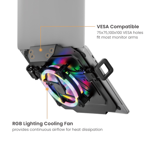 BRATECK βάση & ψύξη laptop NBH-8GL για βάση VESA, RGB, έως 17", μαύρη 7 BRATECK βάση & ψύξη laptop NBH-8GL για βάση VESA, RGB, έως 17", μαύρη - Image 5