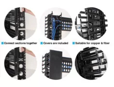 POWERTECH cable managment για rack NETW-0006, 23 θέσεων, πλαστικό, 2τμχ 3