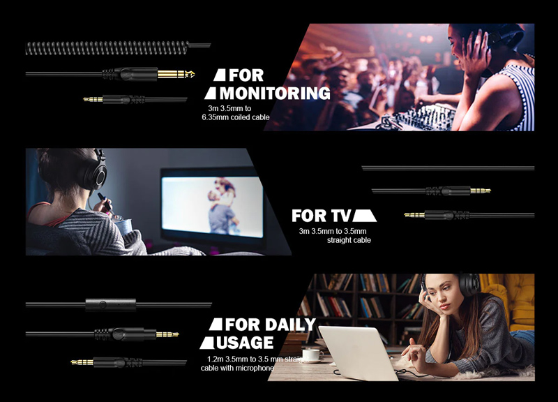 ONEODIO headset Monitor 60, 6.35mm & 3.5mm σύνδεση, Hi-Res, 50mm, μαύρο 10 ONEODIO headset Monitor 60, 6.35mm & 3.5mm σύνδεση, Hi-Res, 50mm, μαύρο - Image 8