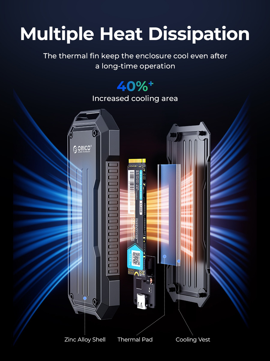 ORICO θήκη για M.2 NVME/NGFF SSD OXS2C3-G2, 10Gbps, γκρι 4 ORICO θήκη για M.2 NVME/NGFF SSD OXS2C3-G2, 10Gbps, γκρι - Image 2