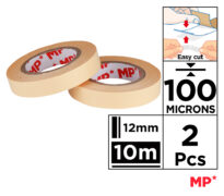 MP κολλητική ταινία διπλής όψεως PA512-01, 12mm, 10m, μπεζ, 2τμχ 1