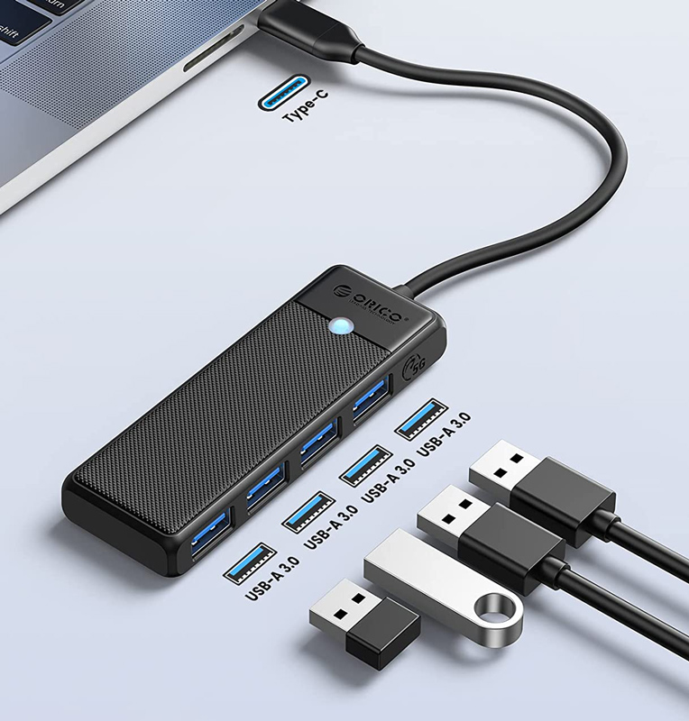 ORICO USB hub PAPW4A-C3, 4x θυρών, 5Gbps, USB-C σύνδεση, μαύρο 4 ORICO USB hub PAPW4A-C3, 4x θυρών, 5Gbps, USB-C σύνδεση, μαύρο - Image 2