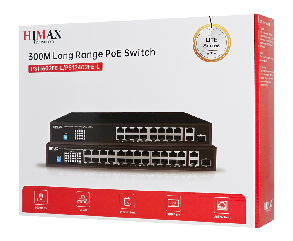 HIMAX PoE switch PS11602FE-L, 16x Ethernet PoE/2x Ethernet/2x SFP θύρες, έως 1000Mbps 5 HIMAX PoE switch PS11602FE-L, 16x Ethernet PoE/2x Ethernet/2x SFP θύρες, έως 1000Mbps - Image 3
