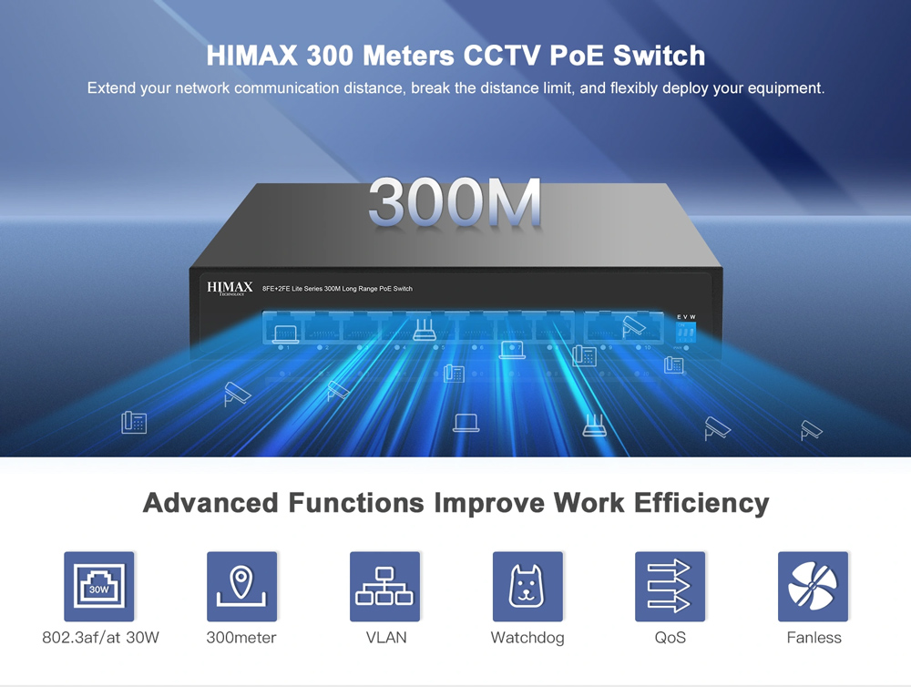 HIMAX PoE switch PS1802E-L, 8x Ethernet PoE & 2x Ethernet θύρες, έως 100Mbps 7 HIMAX PoE switch PS1802E-L, 8x Ethernet PoE & 2x Ethernet θύρες, έως 100Mbps - Image 5