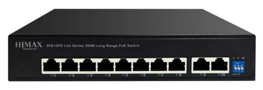 HIMAX PoE switch PS1802E-L, 8x Ethernet PoE & 2x Ethernet θύρες, έως 100Mbps 1