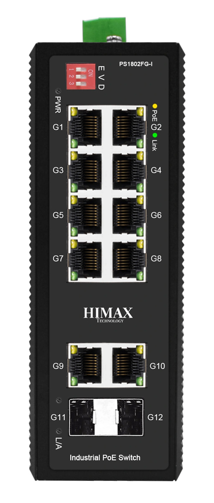 HIMAX industrial PoE switch PS1802FG-I, 8x GE PoE/2x GE/2x GF SFP θύρες, έως 1000Mbps 3 HIMAX industrial PoE switch PS1802FG-I, 8x GE PoE/2x GE/2x GF SFP θύρες, έως 1000Mbps