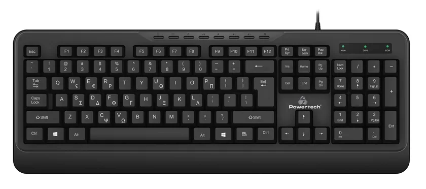 POWERTECH πληκτρολόγιο PT-1066, ενσύρματο, multimedia, EN/GR, μαύρο 3 POWERTECH πληκτρολόγιο PT-1066, ενσύρματο, multimedia, EN/GR, μαύρο