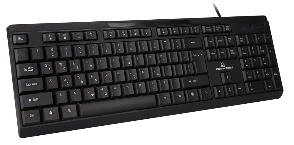 POWERTECH πληκτρολόγιο PT-1069, ενσύρματο, multimedia, EN/GR, μαύρο 4 POWERTECH πληκτρολόγιο PT-1069, ενσύρματο, multimedia, EN/GR, μαύρο - Image 2