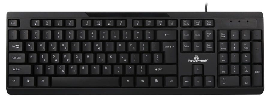 POWERTECH πληκτρολόγιο PT-1069, ενσύρματο, multimedia, EN/GR, μαύρο 3 POWERTECH πληκτρολόγιο PT-1069, ενσύρματο, multimedia, EN/GR, μαύρο