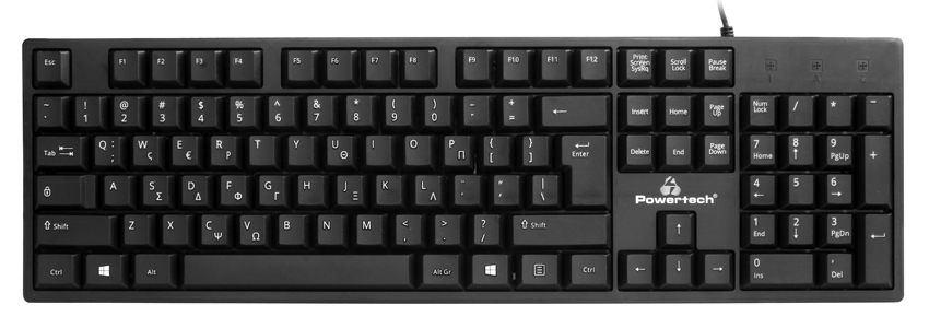 POWERTECH πληκτρολόγιο PT-1074, ενσύρματο, EN/GR, μαύρο 3 POWERTECH πληκτρολόγιο PT-1074, ενσύρματο, EN/GR, μαύρο