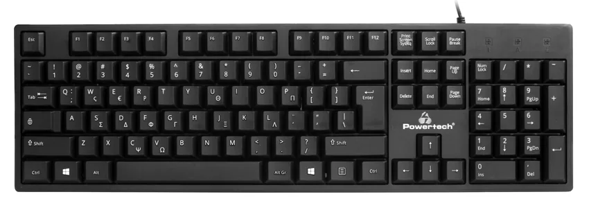 POWERTECH πληκτρολόγιο PT-1074, ενσύρματο, EN/GR, μαύρο 3 POWERTECH πληκτρολόγιο PT-1074, ενσύρματο, EN/GR, μαύρο