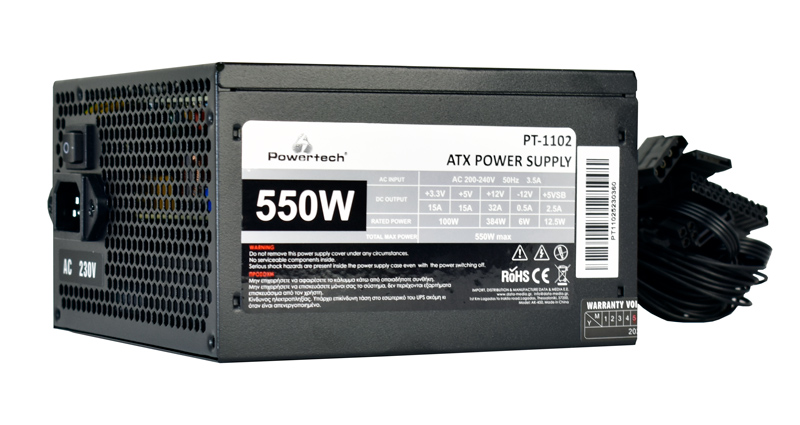 POWERTECH τροφοδοτικό για PC PT-1102, 550W, ATX, 120mm Fan 5 POWERTECH τροφοδοτικό για PC PT-1102, 550W, ATX, 120mm Fan - Image 3