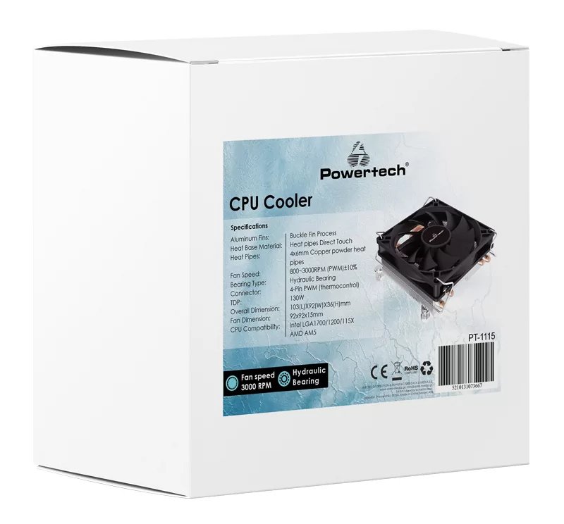 POWERTECH ψύκτρα για CPU PT-1115, low profile, TDP 130W 5 POWERTECH ψύκτρα για CPU PT-1115, low profile, TDP 130W - Image 3