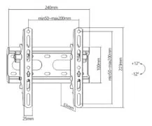 POWERTECH επιτοίχια βάση τηλεόρασης PT-1126, 23-43", έως 45kg, ρυθμιζόμενη κλίση 4