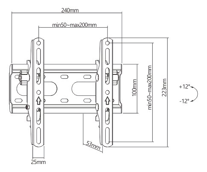 POWERTECH επιτοίχια βάση τηλεόρασης PT-1126, 23-43", έως 45kg, ρυθμιζόμενη κλίση 6 POWERTECH επιτοίχια βάση τηλεόρασης PT-1126, 23-43", έως 45kg, ρυθμιζόμενη κλίση - Image 4