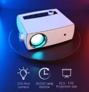 POWERTECH LED βιντεοπροβολέας PT-1158, ηχείο, 1080p, 210 ANSI lm, λευκός 2
