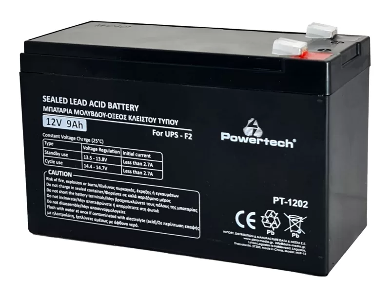 POWERTECH μπαταρία μολύβδου PT-1202 για UPS, 12V 9Ah, F2 3 POWERTECH μπαταρία μολύβδου PT-1202 για UPS, 12V 9Ah, F2