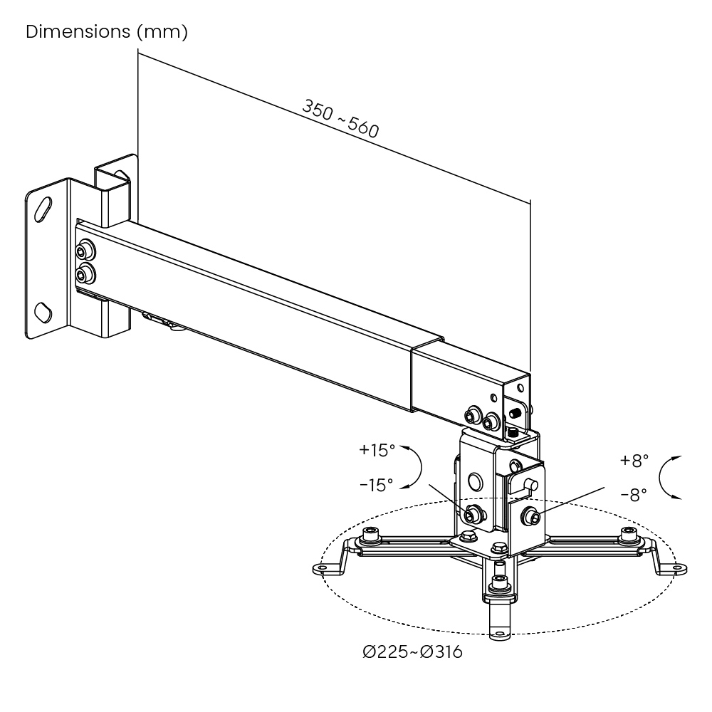 POWERTECH βάση projector οροφής PT-1255, έως 20kg 10 POWERTECH βάση projector οροφής PT-1255, έως 20kg - Image 8