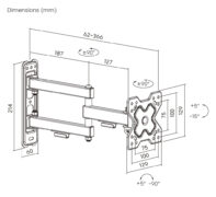POWERTECH επιτοίχια βάση τηλεόρασης PT-1279, 13-32", έως 20kg, full motion 3