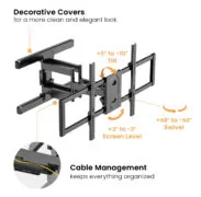 POWERTECH επιτοίχια βάση τηλεόρασης PT-1280, 43-100", έως 60kg, full motion 7 POWERTECH επιτοίχια βάση τηλεόρασης PT-1280, 43-100", έως 60kg, full motion 2