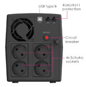 POWERTECH UPS Line Interactive PT-1298 με οθόνη, 2200VA, 1320W, 4x Schuko, 2x RJ45/RJ11, USB Type B 6 POWERTECH UPS Line Interactive PT-1298 με οθόνη, 2200VA, 1320W, 4x Schuko, 2x RJ45/RJ11, USB Type B 2