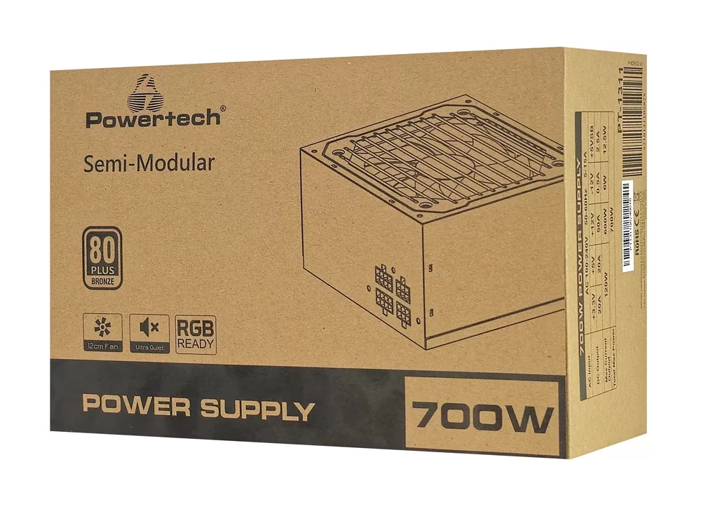 POWERTECH τροφοδοτικό PC PT-1311, 80PLUS Bronze, 700W, ATX, 120mm RGB Fan, Semi Modular 11 POWERTECH τροφοδοτικό PC PT-1311, 80PLUS Bronze, 700W, ATX, 120mm RGB Fan, Semi Modular - Image 9